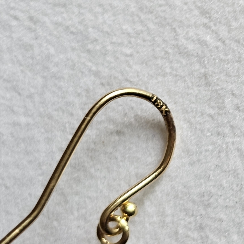 Elegant Rutilated Quartz And Solid 18k Yellow Gold Drop Earrings - Picture 12 of 12